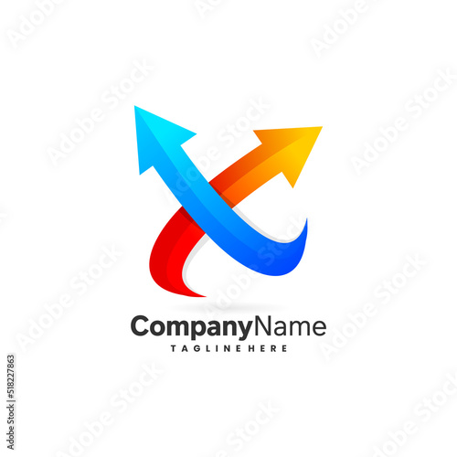 X logo with up arrow concept