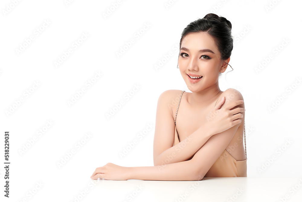 Beautiful young asian woman with clean fresh skin on white background, Face care, Facial treatment, Cosmetology, beauty and spa, Asian women portrait. Beautiful young asian woman with clean fresh skin on white background, Face care, Facial treatment, Cosmetology, beauty and spa, Asian women portrait.