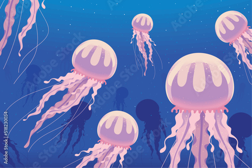 undersea jellyfishes scene