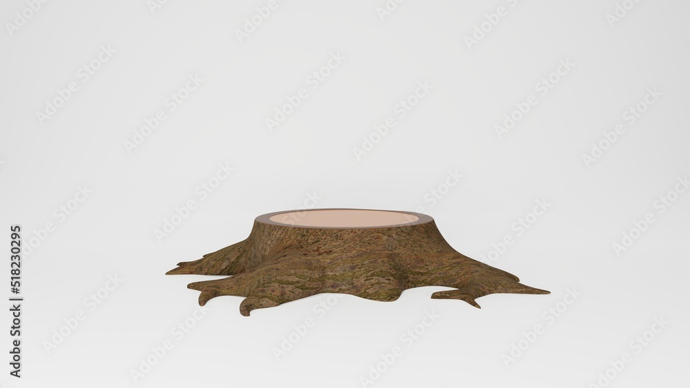 Obraz premium 3d tree cut for podium on white background