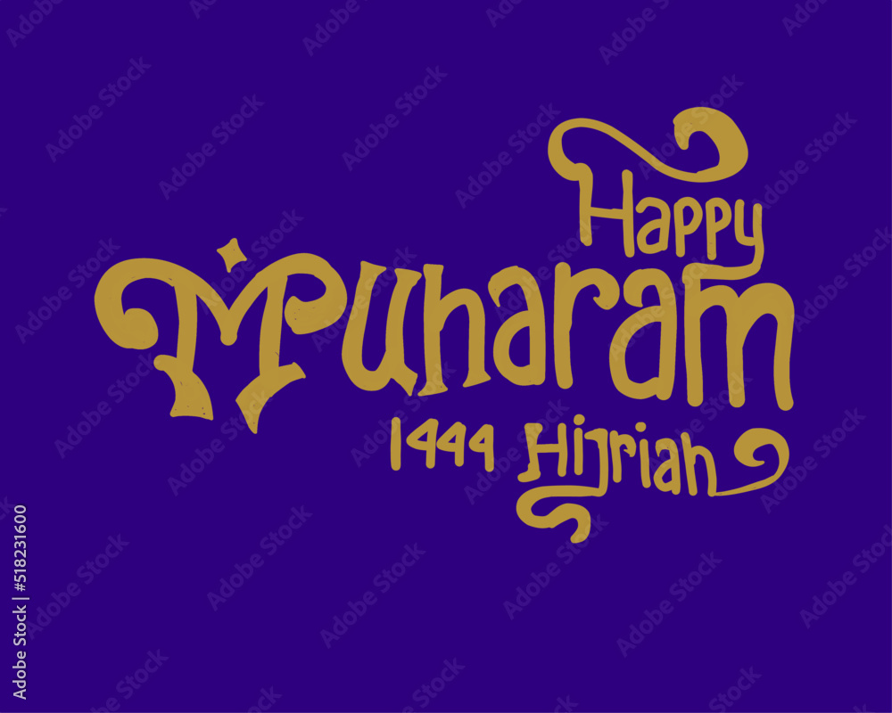 Naklejka premium Lettering congratulations on the Islamic New Year in the month of Muharram