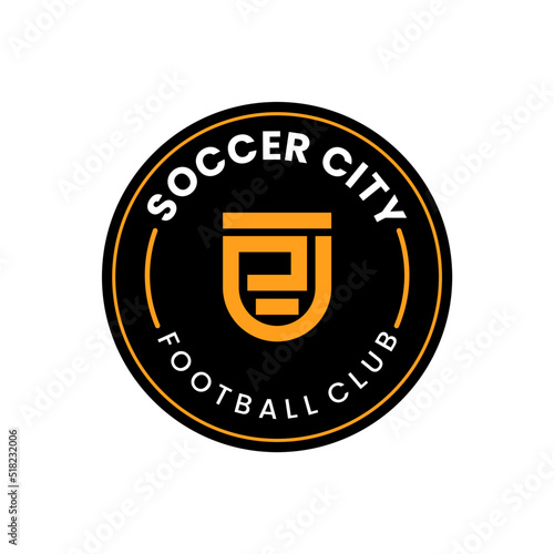 minimalist soccer city football club logo vector