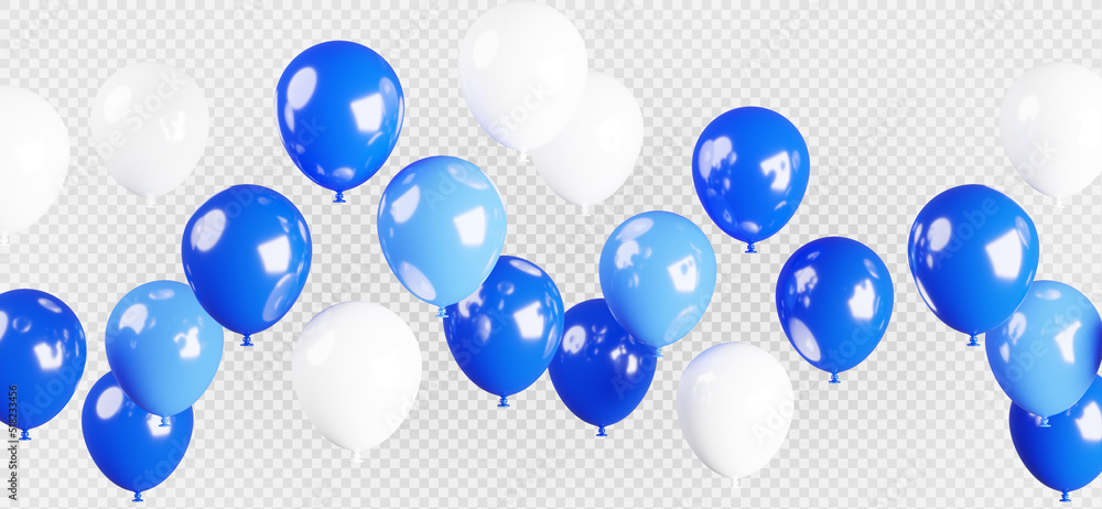 3d rendering of blue ballons isolated,with clipping path.