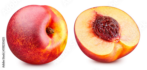 Peach collection. Peach set isolated on white background. Peach macro. With clipping path