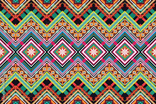 Wallpaper Mural Geometric ethnic flower pattern for background,fabric,wrapping,clothing,wallpaper,Batik,carpet,embroidery style. Torontodigital.ca