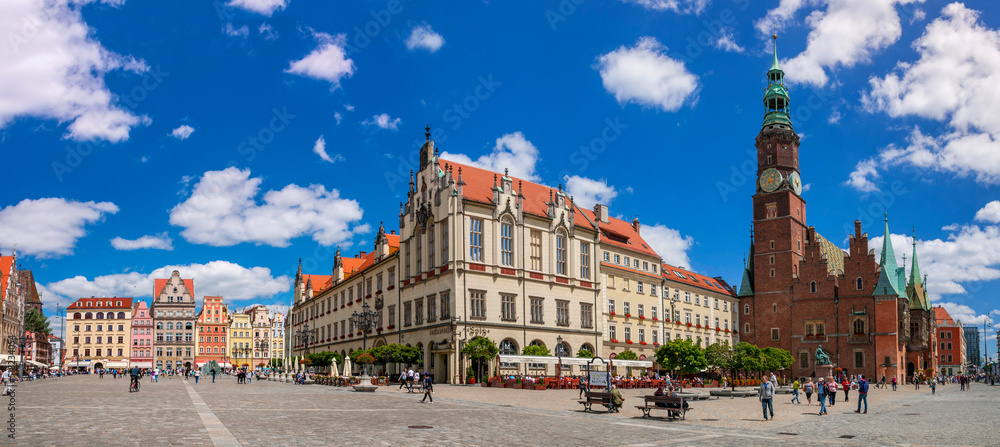 Market square in Wrocław, Lower Silesian Voivodeship, Poland - obrazy, fototapety, plakaty 
