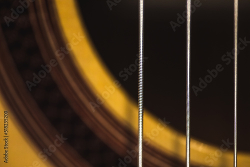 Acoustic guitar strings close up