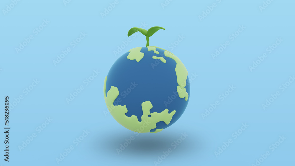 3d illustration of  keep the earth green to save our life.3d render.