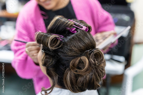 Indian bride's wedding hairdo close up