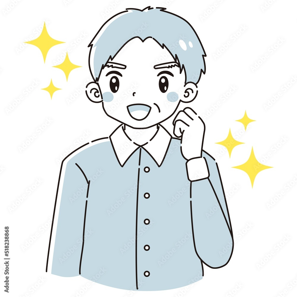 ガッツポーズをするシニア男性のイラスト ガッツポーズをするシニア男性のイラスト
