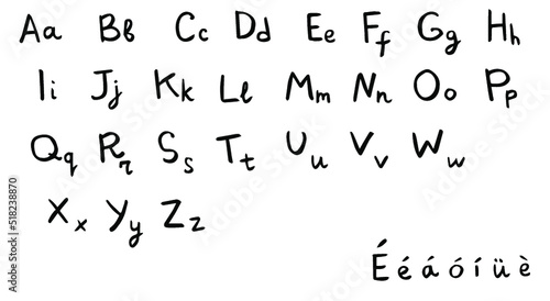 hand drawn ink funny vector font, lettering alphabet 