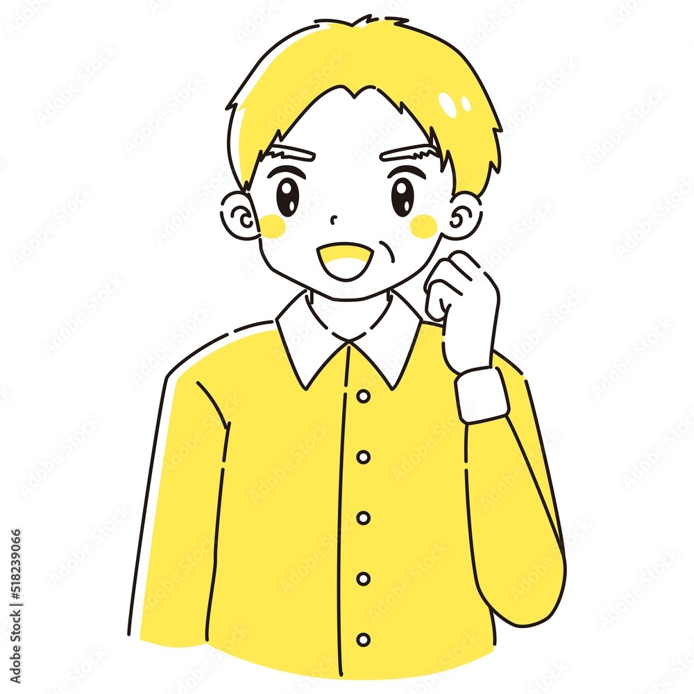 ガッツポーズをするシニア男性のイラスト
