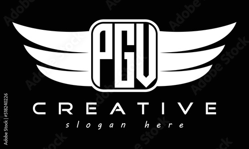 PGV three Letter wing minimalist creative concept icon eagle symbol professional logo design, Vector template photo