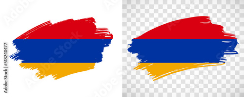 Artistic Armenia flag with isolated brush painted textured with transparent and solid background