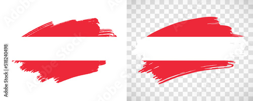 Artistic Austria flag with isolated brush painted textured with transparent and solid background