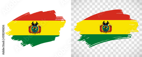 Artistic Bolivia flag with isolated brush painted textured with transparent and solid background