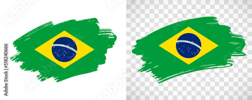 Artistic Brazil flag with isolated brush painted textured with transparent and solid background