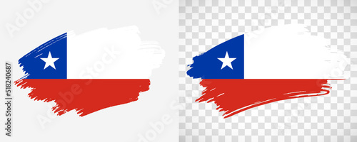 Artistic Chile flag with isolated brush painted textured with transparent and solid background