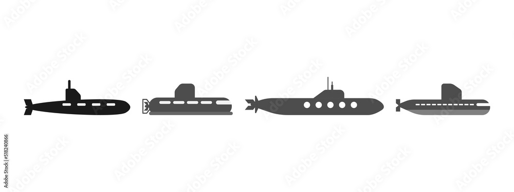 Submarine icon set design template vector isolated illustration