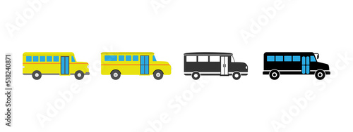 School bus icon set design template vector isolated illustration