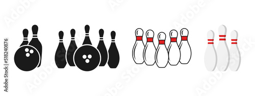 Bowling icon set design template vector isolated illustration