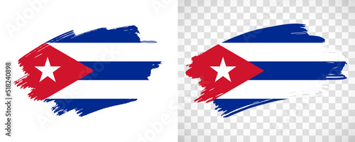 Artistic Cuba flag with isolated brush painted textured with transparent and solid background
