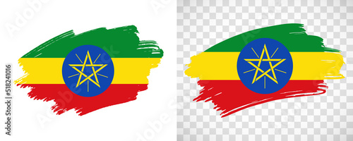 Artistic Ethiopia flag with isolated brush painted textured with transparent and solid background