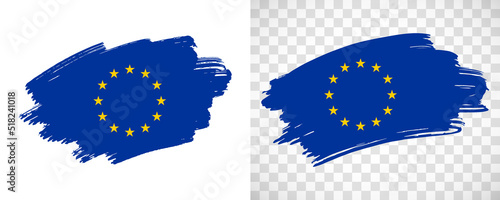 Artistic European Union flag with isolated brush painted textured with transparent and solid background