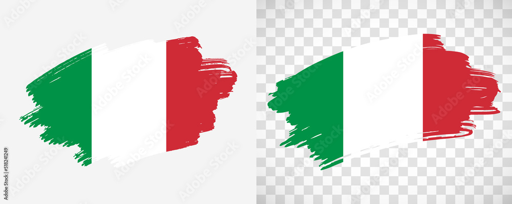 Artistic Italy flag with isolated brush painted textured with transparent and solid background Artistic Italy flag with isolated brush painted textured with transparent and solid background