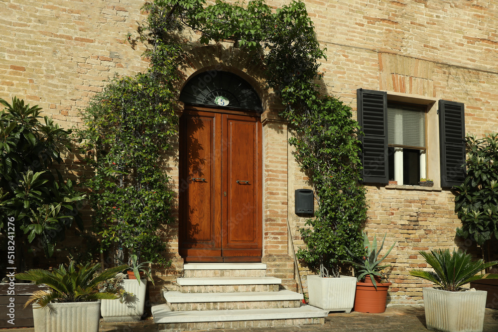 Fototapeta premium Exterior of beautiful residential building on sunny day