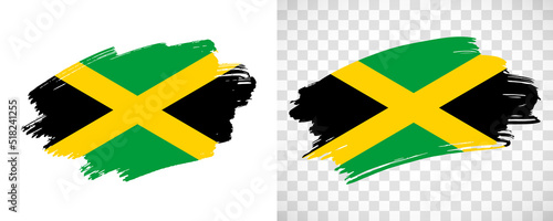Artistic Jamaica flag with isolated brush painted textured with transparent and solid background