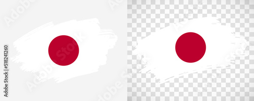 Artistic Japan flag with isolated brush painted textured with transparent and solid background