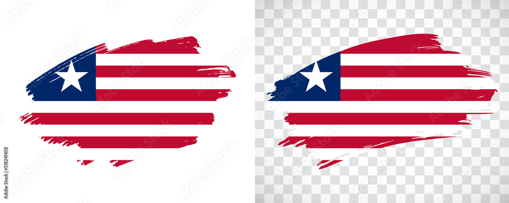 Artistic Liberia flag with isolated brush painted textured with transparent and solid background Artistic Liberia flag with isolated brush painted textured with transparent and solid background