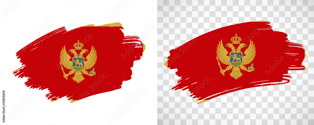 Artistic Montenegro flag with isolated brush painted textured with transparent and solid background Artistic Montenegro flag with isolated brush painted textured with transparent and solid background
