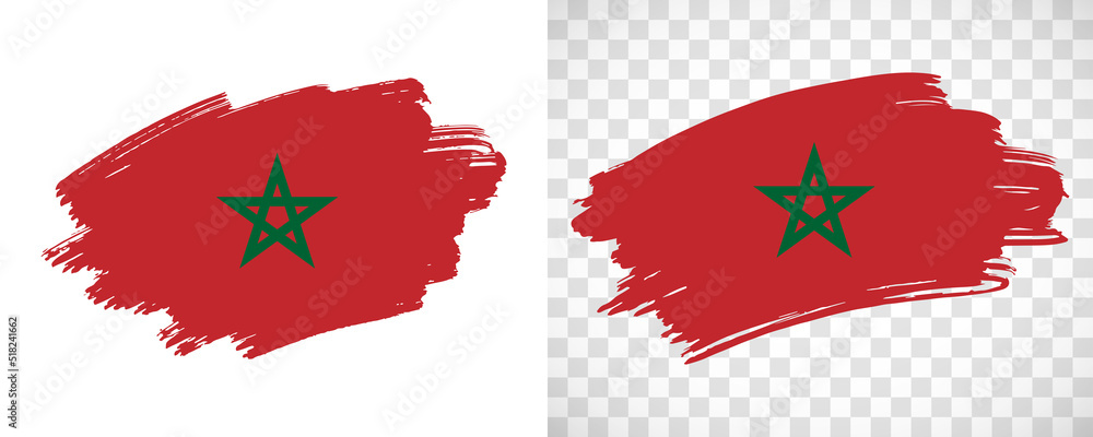 Artistic Morocco flag with isolated brush painted textured with transparent and solid background Artistic Morocco flag with isolated brush painted textured with transparent and solid background