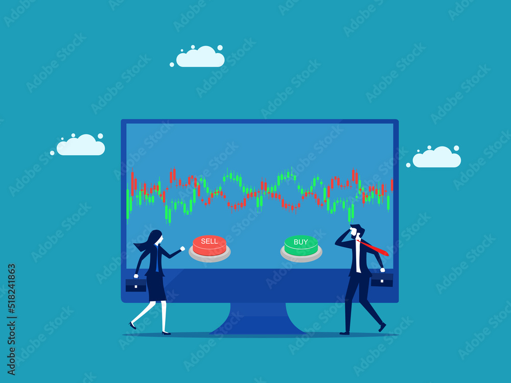 Businessman trading stocks online. investment concept vector illustration eps