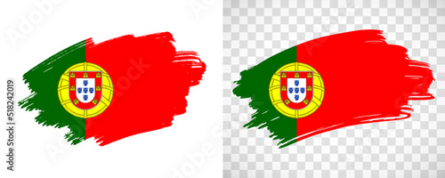 Artistic Portugal flag with isolated brush painted textured with transparent and solid background