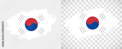 Artistic South Korea flag with isolated brush painted textured with transparent and solid background