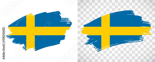 Artistic Sweden flag with isolated brush painted textured with transparent and solid background