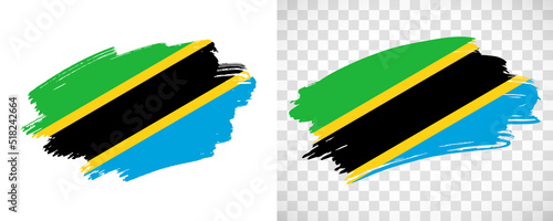 Artistic Tanzania flag with isolated brush painted textured with transparent and solid background
