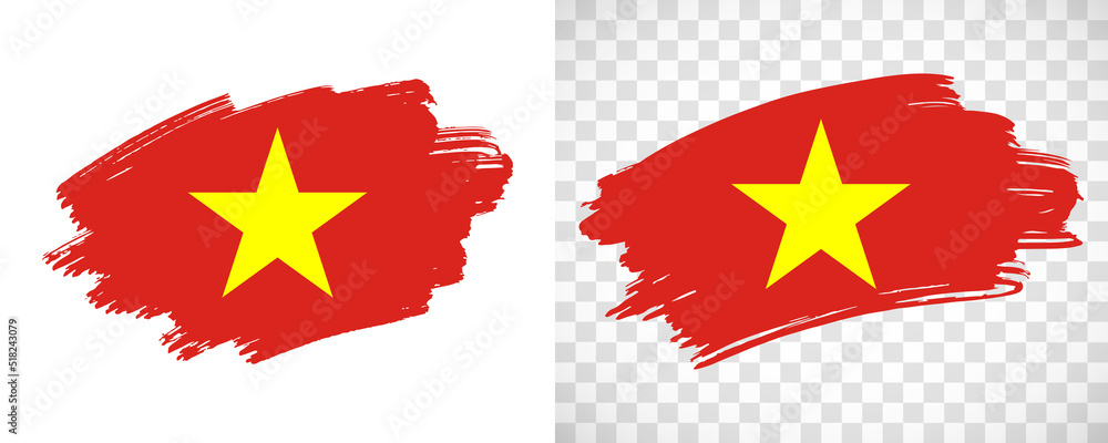 Artistic Vietnam flag with isolated brush painted textured with transparent and solid background Artistic Vietnam flag with isolated brush painted textured with transparent and solid background