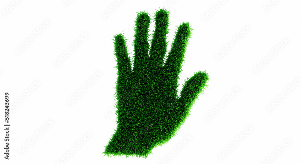 3D Green grass field hand and finger shape top view empty green space or nature grass garden in summer decoration 3D Green grass field hand and finger shape top view empty green space or nature grass garden in summer decoration