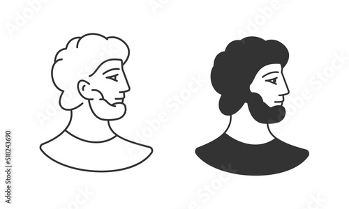 Ancient Greek icon in profile. Vector illustration on white background.