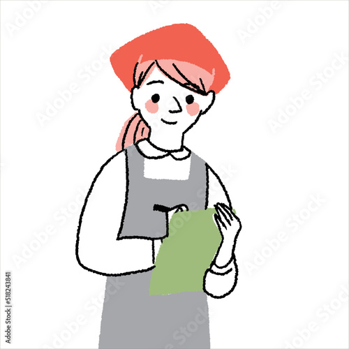 パートで働く若い女性　在庫管理
