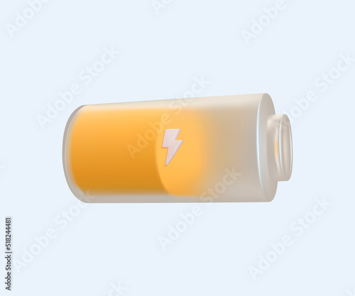 3D Battery charge indicator icon. Wireless charging energy sign. Level battery energy. on white background. 3D Vector.