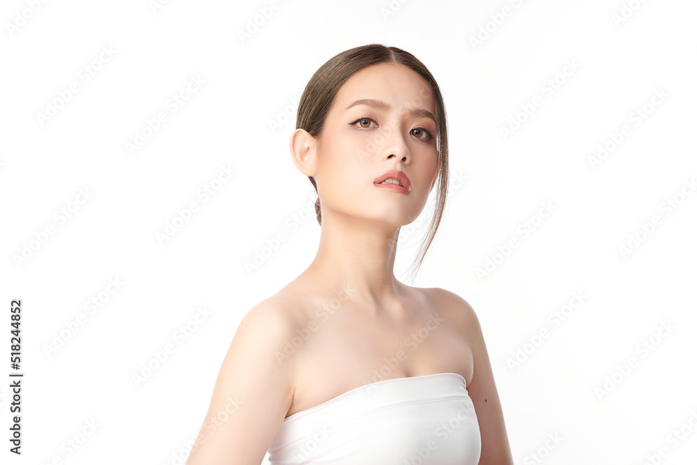 Beautiful young asian woman with clean fresh skin on white background, Face care, Facial treatment, Cosmetology, beauty and spa, Asian women portrait. Beautiful young asian woman with clean fresh skin on white background, Face care, Facial treatment, Cosmetology, beauty and spa, Asian women portrait.