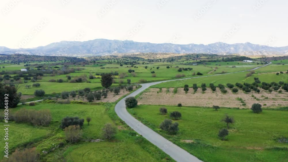 Aerial landscape of countryside in background of Kyrenia mountains, Cyprus Aerial landscape of countryside in background of Kyrenia mountains, Cyprus