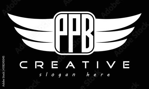 PPB three Letter wing minimalist creative concept icon eagle symbol professional logo design, Vector template photo