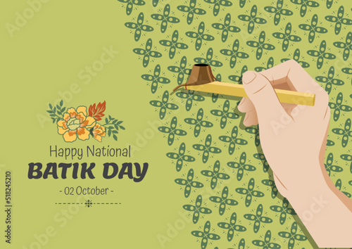 Happy Indonesia national batik day illustration