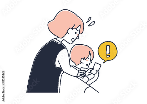 子供に見せてはいけないサイトを見ている様子　小さな子供にスマートフォンを持たせる場合に起きるこ